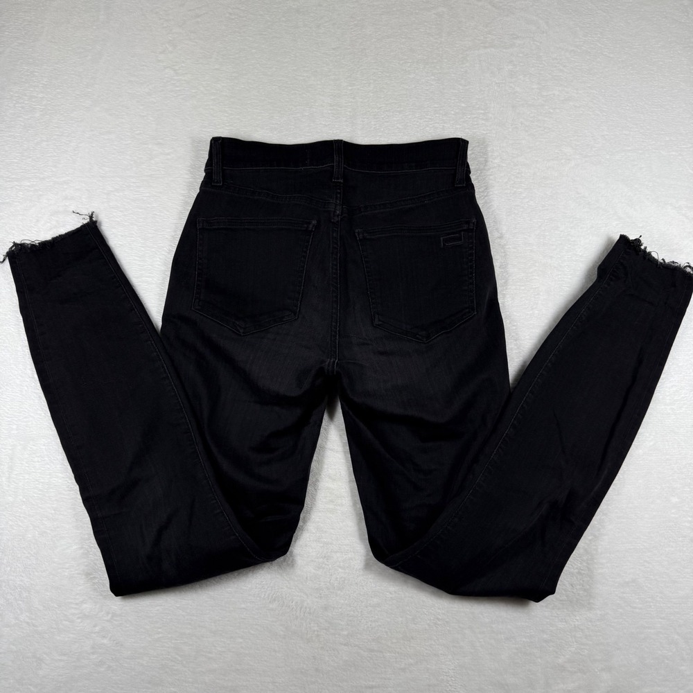 AYR Women Black High Rise Skinny Jeans Raw Hem Made in USA W26 L30 Solid Wash